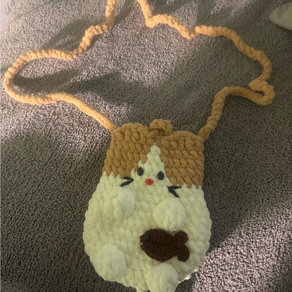 Adorable Tan and White Kids Plush Animal Bag
